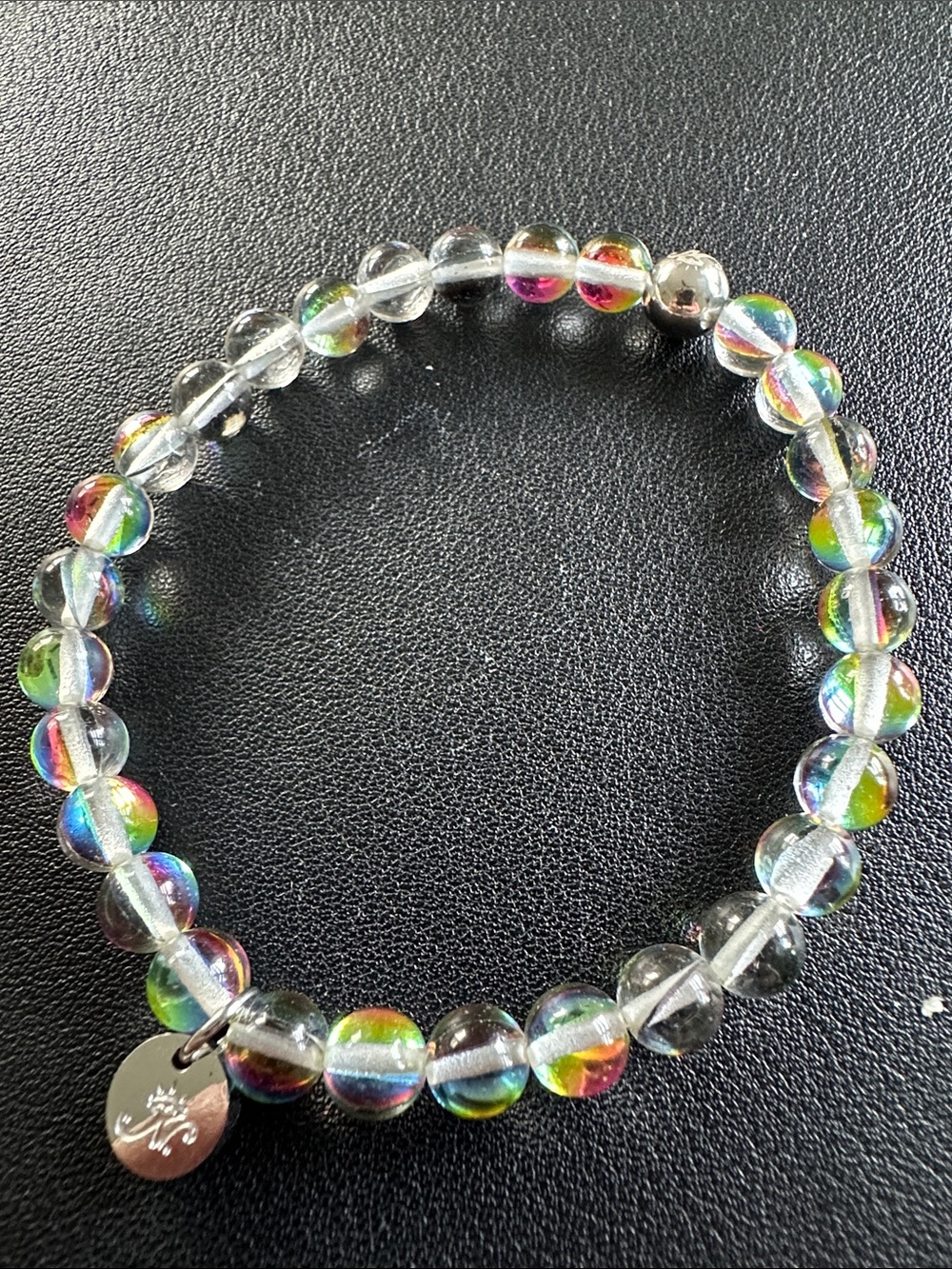 Nogu Aurora Burst | Silver | Galaxy Glass Bead Bracelet (clear beads)